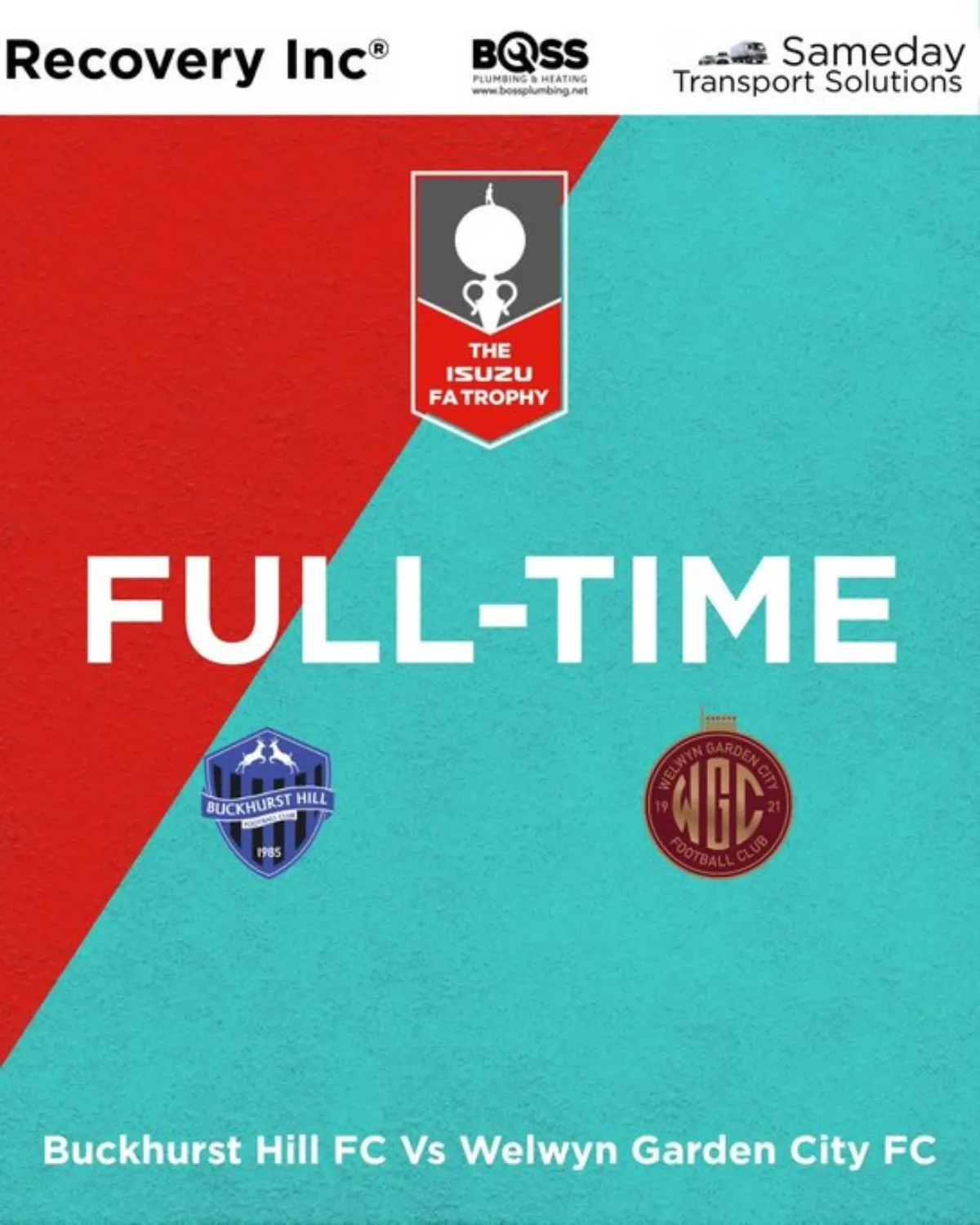 Full-time graphic: Buckhurst Hill v WGC