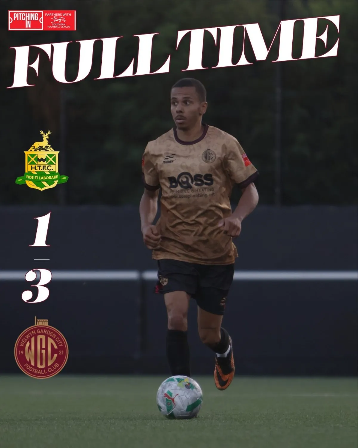 Full-time graphic: Harpenden Town v WGC
