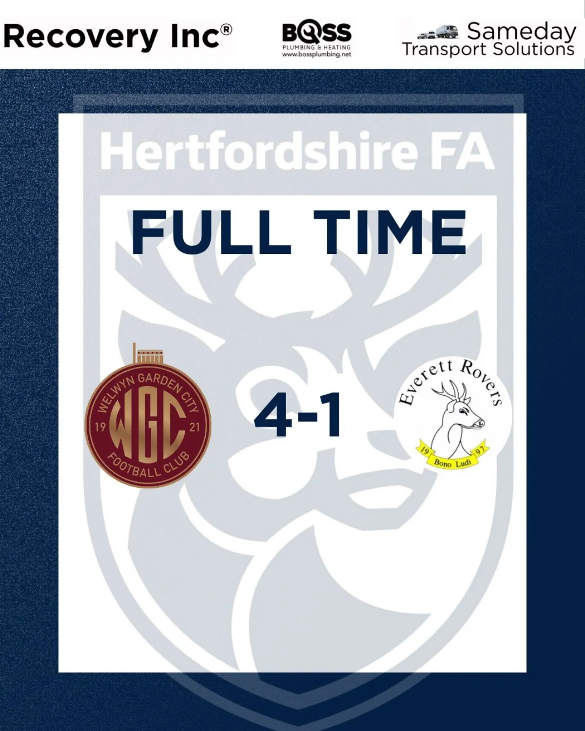 Full-time graphic: WGC v Everett Rovers