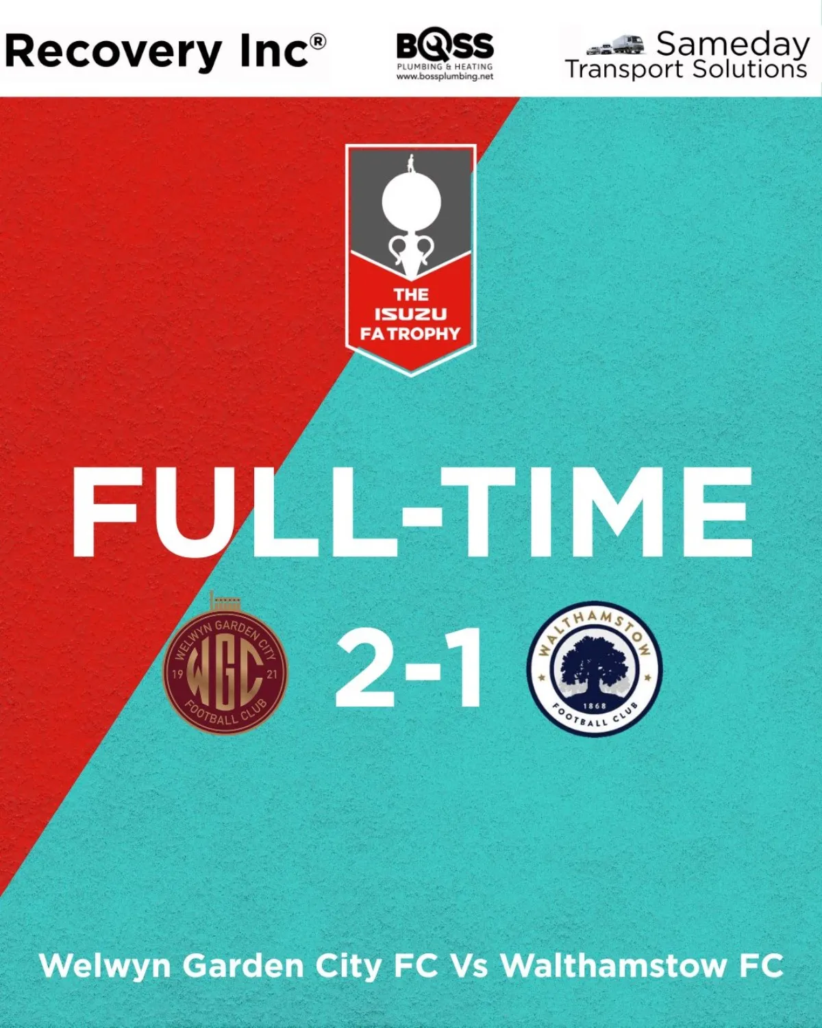 Full-time graphic: WGC v Walthamstow